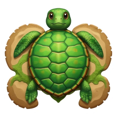 turtle on sandy beach, top-down view sticker