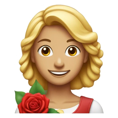 She was smiling lovingly with a red rose in her hand. sticker