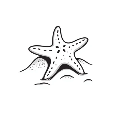 Sea star with five arms on a beach sticker