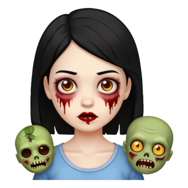franjinha, zombie, emoji, menina, cabelo preto sticker