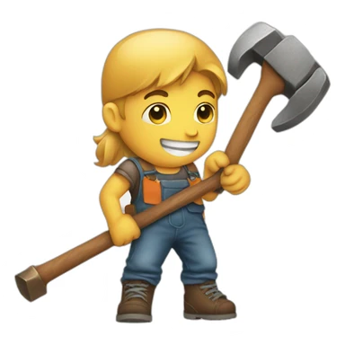 Children with hammer sticker