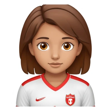 Cute girl brown hair and cute brown eyes wearing a football kit sticker