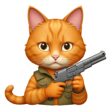  Cat wearing a gun sticker