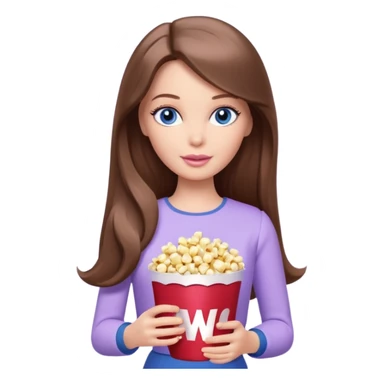 beautiful barbie girl with long brown hair, blue eyes and wearing light purple clothes watching dr who on tv sticker