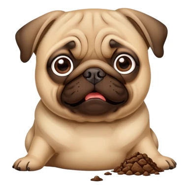 Pug with piece of poop  sticker