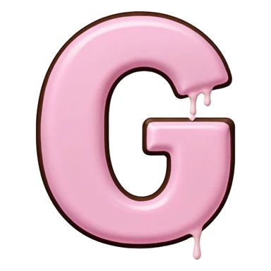 “Single pink bubble letter c, white outline, bottom dipped in chocolate with pink frosting drizzle, kawaii style, glossy, soft shading, clean outline, transparent background, Discord emoji size” sticker