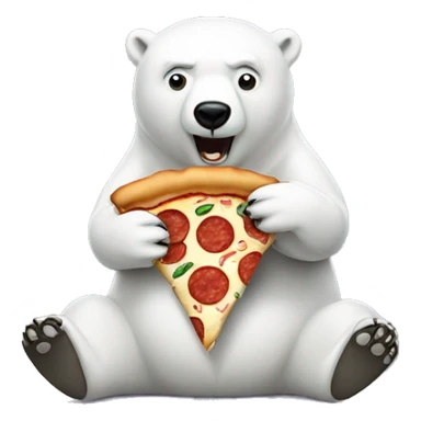 Polar bear eating pizza sticker