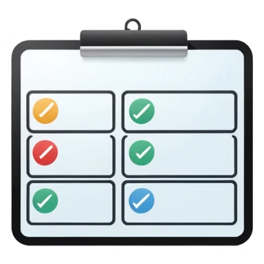 Minimalistic flat vector icon, iOS style, thin black contour on white background. Simple kanban board with circular arrow above it. Clean, no text, no shadows sticker