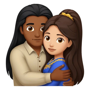 Dark Latino man with long black hair hugging brown hair Filipina sticker