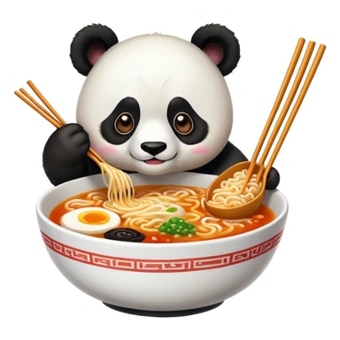 Panda eating ramen sticker