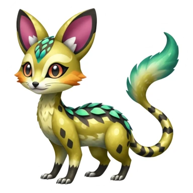 Shiny furry scaley Meloetta-Vernid-Trico-Genet-Pokémon-Fakémon-hybrid-fusion-creature sticker