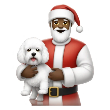 Santa holding a white bichon sticker