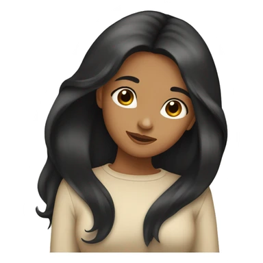 sisters hug, black long hair tan skin sticker