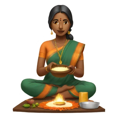 Indian women doing house puja sticker