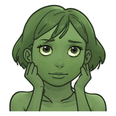 Girl putting two hands over her neck and rolling her eyes sticker