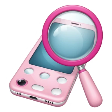 mix light pink dark pink and white girly phone internet with a magnifying glass sticker