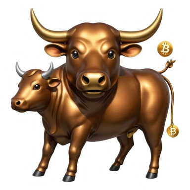 bull holding a bitcoin coin sticker