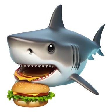 Shark eating a burger sticker