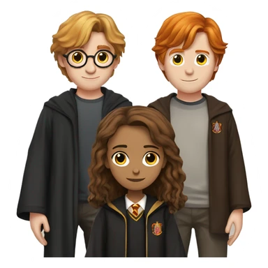 harry potter and hermione granger and ron weasley standing together sticker