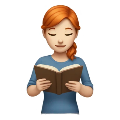 red haired girl reading sticker
