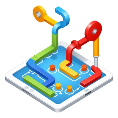 isometric image of workflow process creation sticker