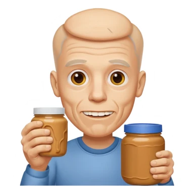 White man, barely any hair, lots and lots of wrinkles, bad yellow teeth, and peanut butter. Cerebral palsy sticker