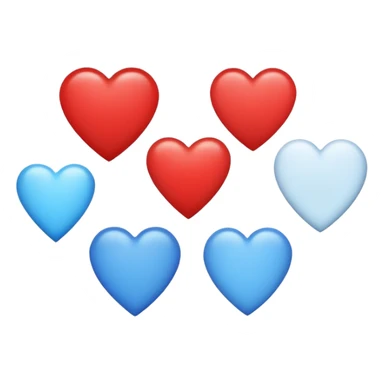 Red circle with light blue triangle by the top left and regular blue heart by the other side with two white circles with one red circle on the left white circle and blue on the other side sticker