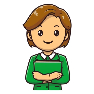 smiling teacher with light brown hair and green eyes sticker