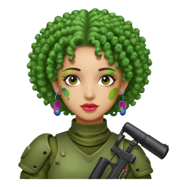 green curly haired painitball player with big earrings guy shot with colors sticker
