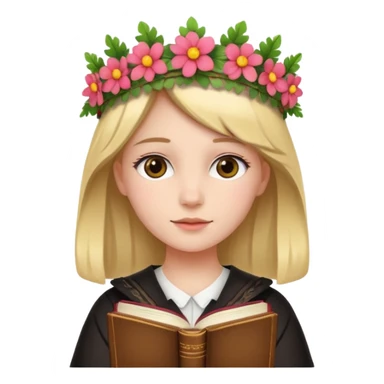 girl with a floral crown and law books sticker