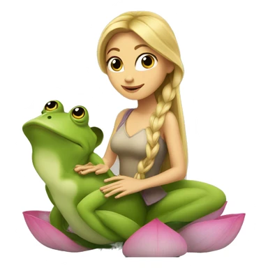 Repunzel on a lotus flower with a frog  sticker