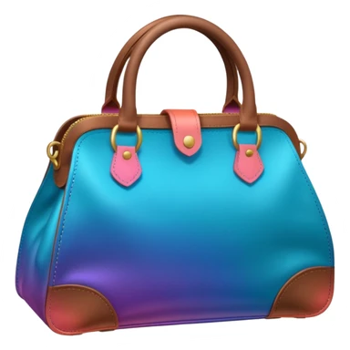 coins in gradient of turquoise, blue, pink, purple, and coral color inside a brown bag sticker
