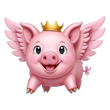smiley face winged flying pig  sticker