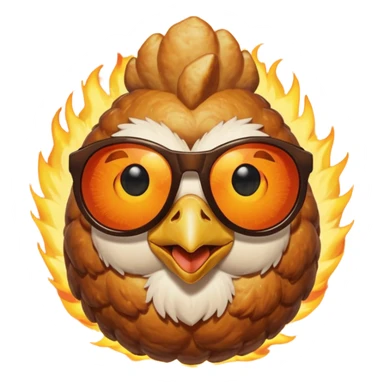 balls with chicken in fire sun glasses sticker