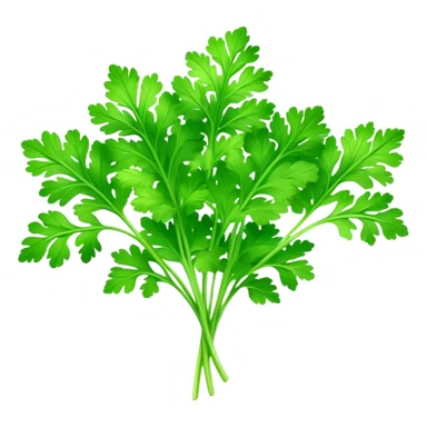 Cinematic Realistic Parsley Emoji, Fresh and vibrant, with bright green, frilly leaves that seem to shimmer with vitality. The plant exudes a sense of healthy growth and aromatic zest, inviting both beauty and flavor into any dish. Soft glowing outline, capturing the essence of freshness, health, and culinary delight in a sprig of parsley! sticker