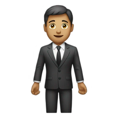 man in suit stretches his arms forward sticker