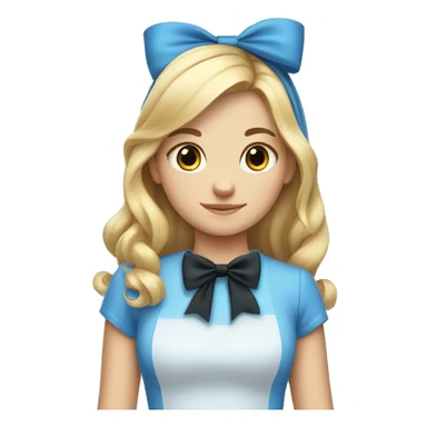alice blonde girl in blue clothes with a black bow on hair sticker