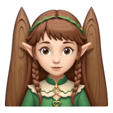 Girl toymaker wood carving elf brown hair bangs sticker