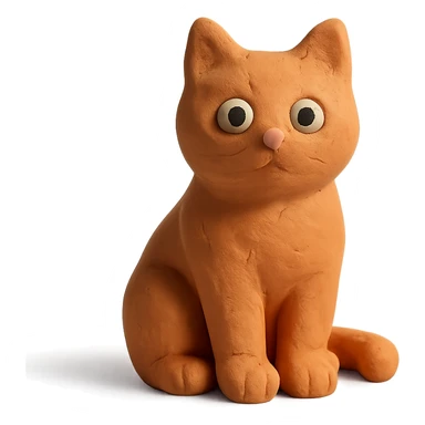 cat sitting, visible fingerprints, soft lighting, matte plasticine claymation style sticker