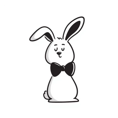 cute bunny with a big bow tie, simple and playful, hand drawn doodle style sticker