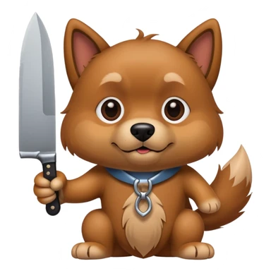 Dog with knife 4 paws only sticker