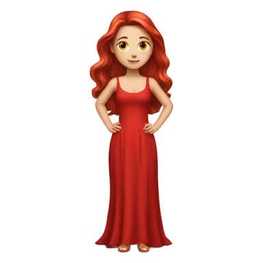 Fair-skin-elegant-girl-in-red-long-dress-with-long-red-hair sticker