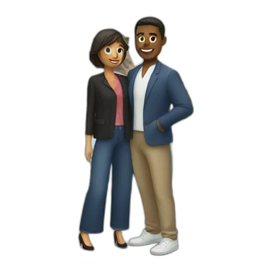 French couple standing in front of Eiffel tower sticker