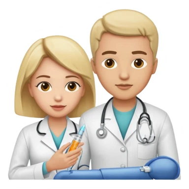 Doctor give nurse an injection  sticker