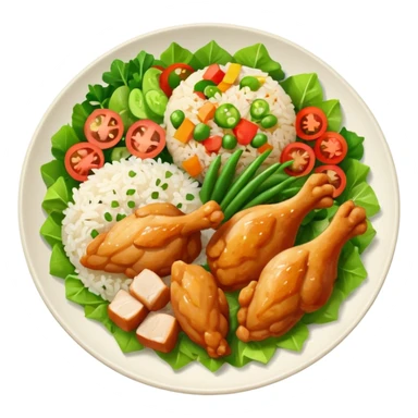 Chicken chunks and rice with salad sticker