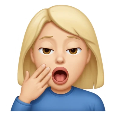 Eye rolling while yawning and covering mouth sticker