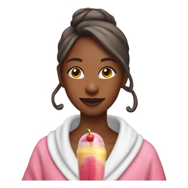 Girl in pink bathrobe with smoothie in hand sticker