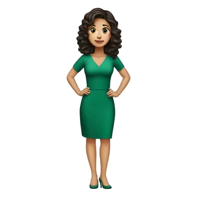 wavy dark hair 35 years old caucasian latina brunette with green dress sticker