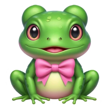 cute frog, pink bow, portrait, bust up sticker