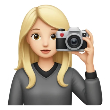 blonde girl photographer cartoon taking picture sticker
